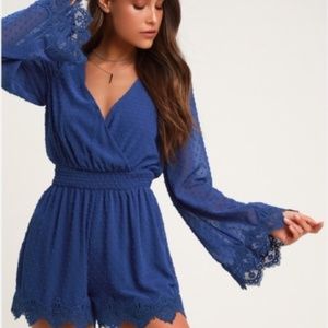 NWT Meadowlake Swiss Dot Lace Bell Sleeve Romper